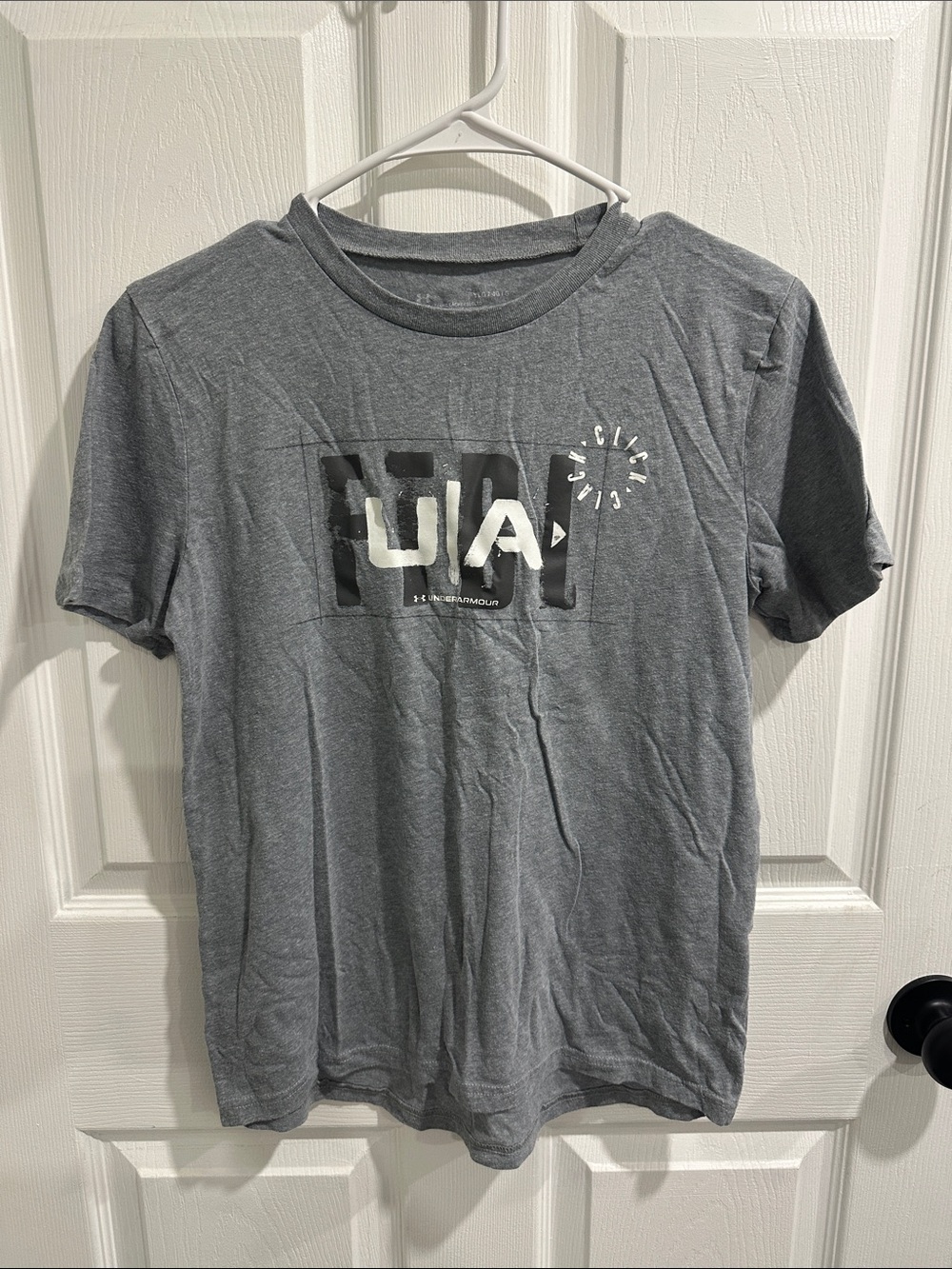 Under Armour Youth L Gray Graphic Logo Short Sleeve Tee